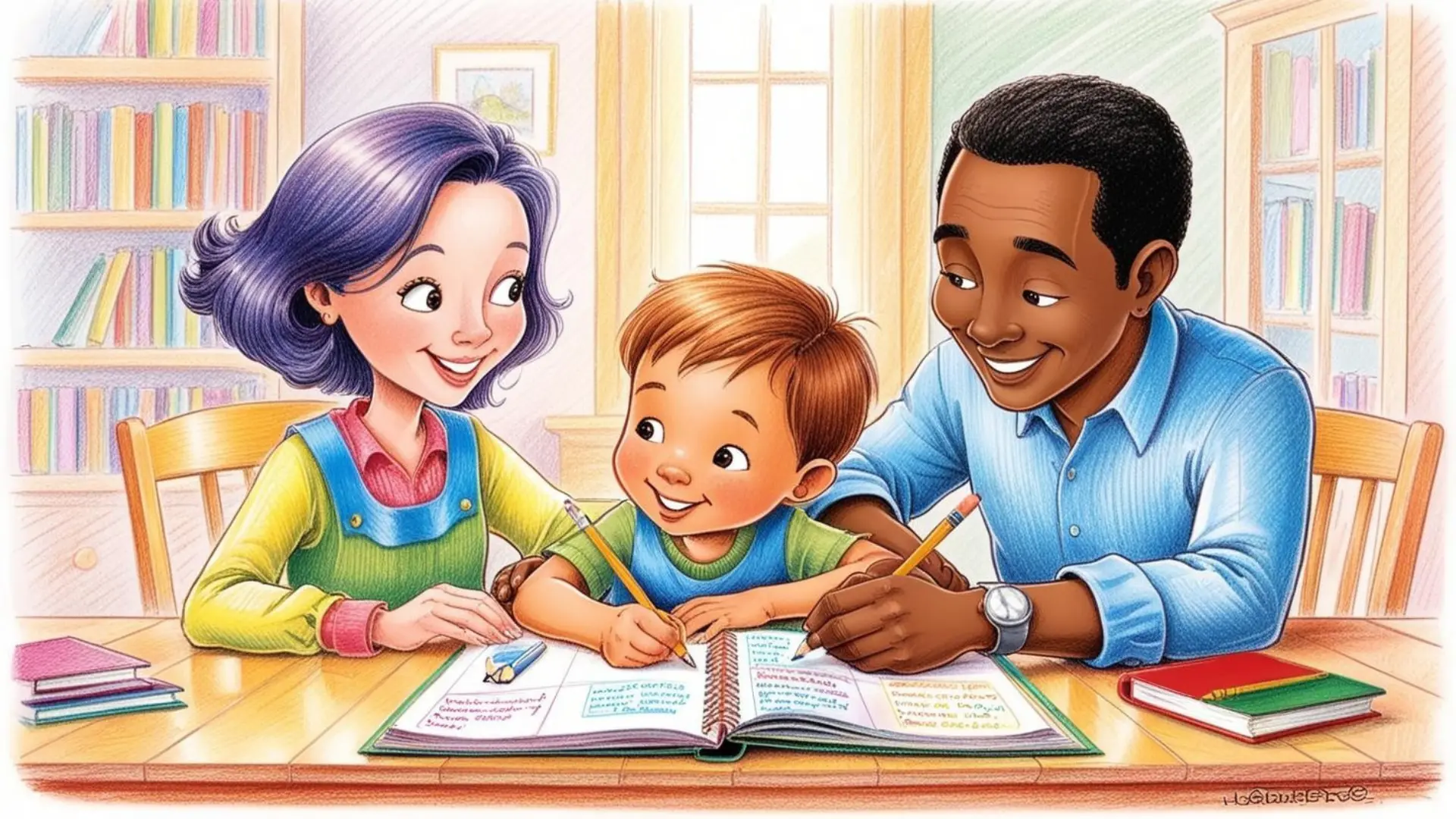 Parents supporting their child's learning at home